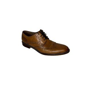 Men's Joseph Abboud Brown Genuine Italian Leather Wingtip Dress Shoes Size 9.5